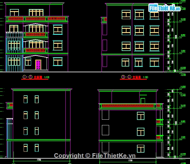 nhà 4 tầng,nhà 4 tầng đẹp,cad nhà 4 tầng